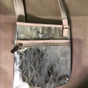 Michael Kors metallic gold MK crossbody purse